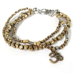 Multi-Strand Beaded Bracelet with Om Charm